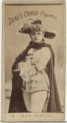 Card Number 14, Leila Farrell, from the Actors and Actresses series (N145-4) issued by Duke Sons & Co. to promote Cameo Cigarettes by W. Duke, Sons & Co., photograph, 1880-1889