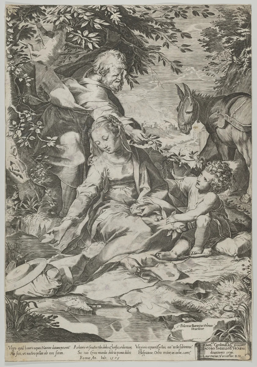 The Rest on the Return from Egypt by Cornelis Cort, print, 1575