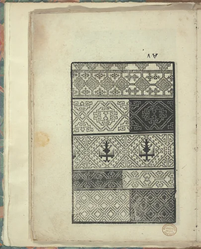 Opera Nova Universali intitulata Corona di racammi, page 17 (verso) by Giovanni Andrea Vavassore, book, 1530