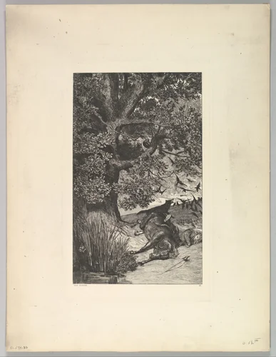 Gefallener Reiter, from the series Intermezzi by Max Klinger, print, 1870-1920