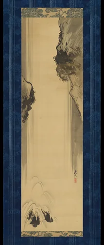 Rocks and Waterfall by Shibata Zeshin (柴田是真), painting, 1807-1891