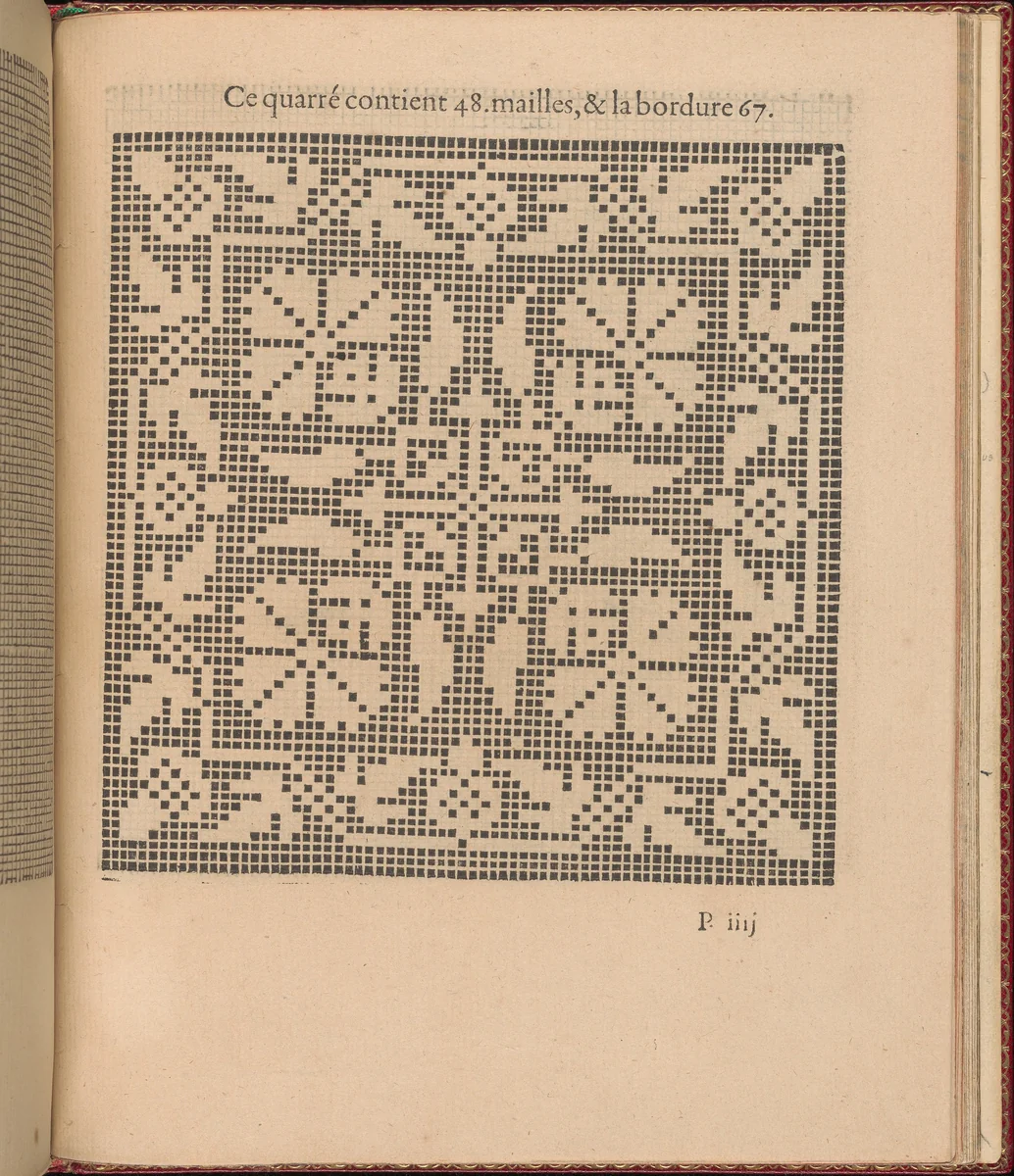 Les Singuliers et Nouveaux Portraicts... page 60 (recto) by Federico de Vinciolo, book, 1588