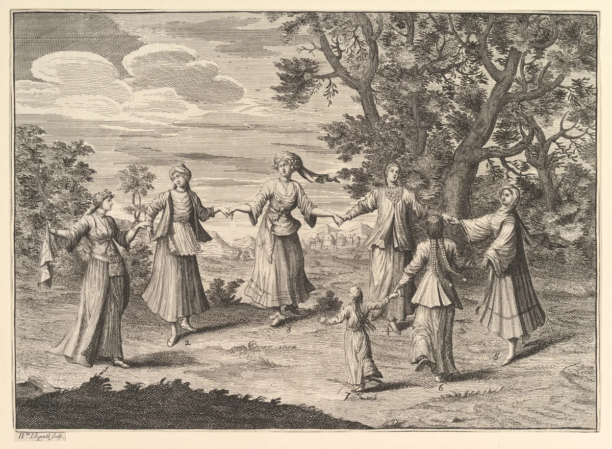 A Native Dance (Aubry de La Mottraye's "Travels throughout Europe, Asia and into Part of Africa...," London, 1724, vol. I, pl. 11) by William Hogarth, print, 1723-1724