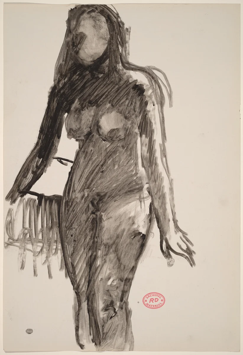 Untitled [female nude backlit from right] by Richard Diebenkorn, drawing, 1955-1967