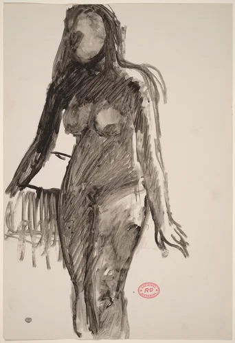 Untitled [female nude backlit from right] by Richard Diebenkorn, drawing, 1955-1967