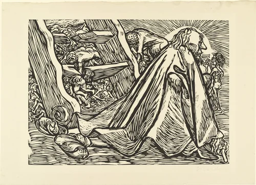 The Divine Beggar (Der göttliche Bettler) from The Transformations of God (Die Wandlungen Gottes) by Ernst Barlach, print, 1922