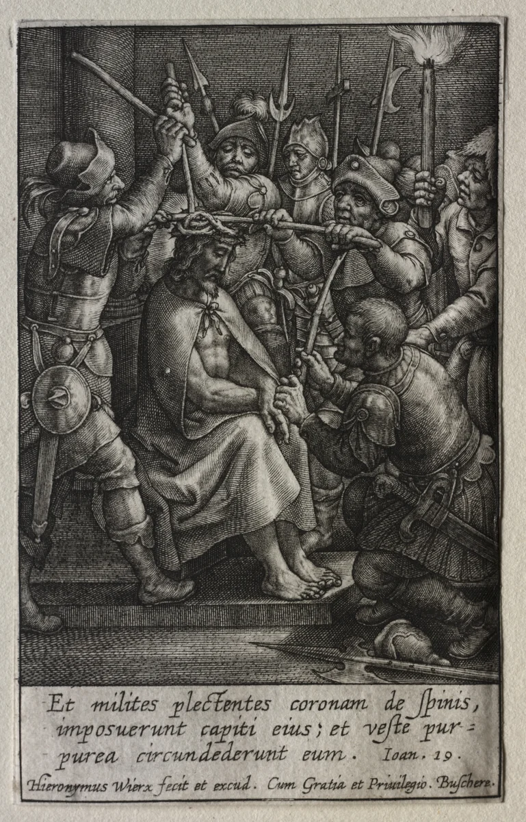 The Passion: The Crowning with Thorns by Hieronymus Wierix, print, 1614-1624