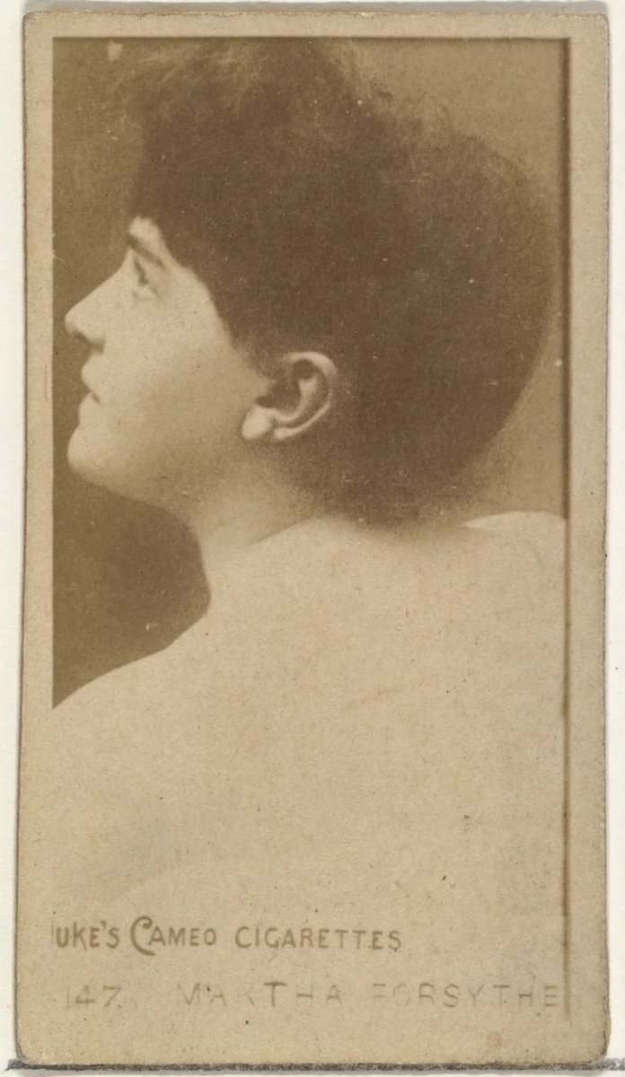Card Number 147, Martha Forsythe, from the Actors and Actresses series (N145-4) issued by Duke Sons & Co. to promote Cameo Cigarettes by W. Duke, Sons & Co., photograph, 1880-1889