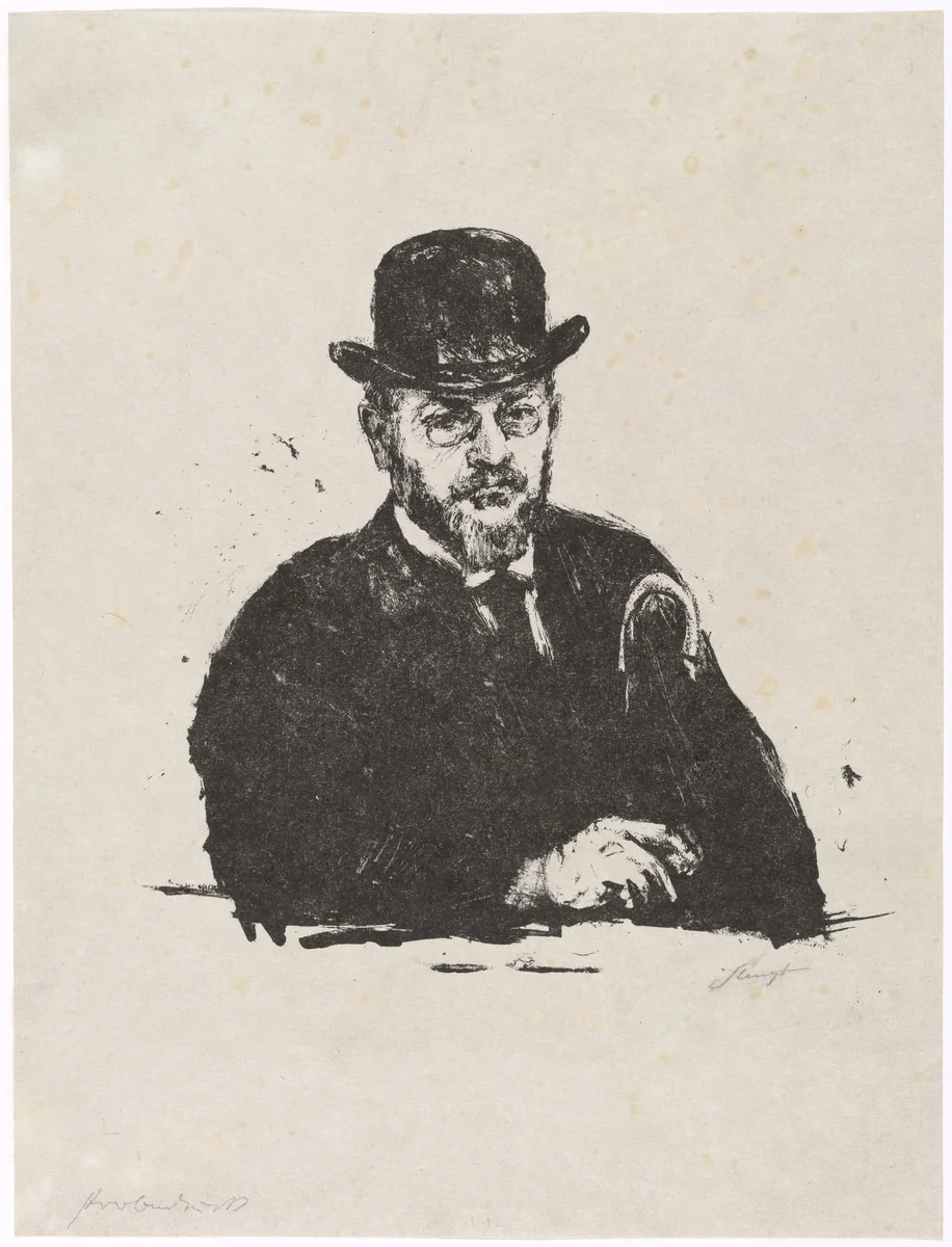 Self-Portrait with Hat and Cane (Selbstbildnis mit Hut und Stock) by Max Slevogt, print, 1908