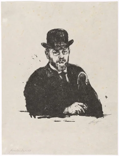 Self-Portrait with Hat and Cane (Selbstbildnis mit Hut und Stock) by Max Slevogt, print, 1908