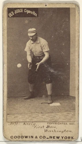 William "Bill" Frederick Krieg, 1st Base, Washington Nationals, from the Old Judge series (N172) for Old Judge Cigarettes by Goodwin & Company, photograph, 1887