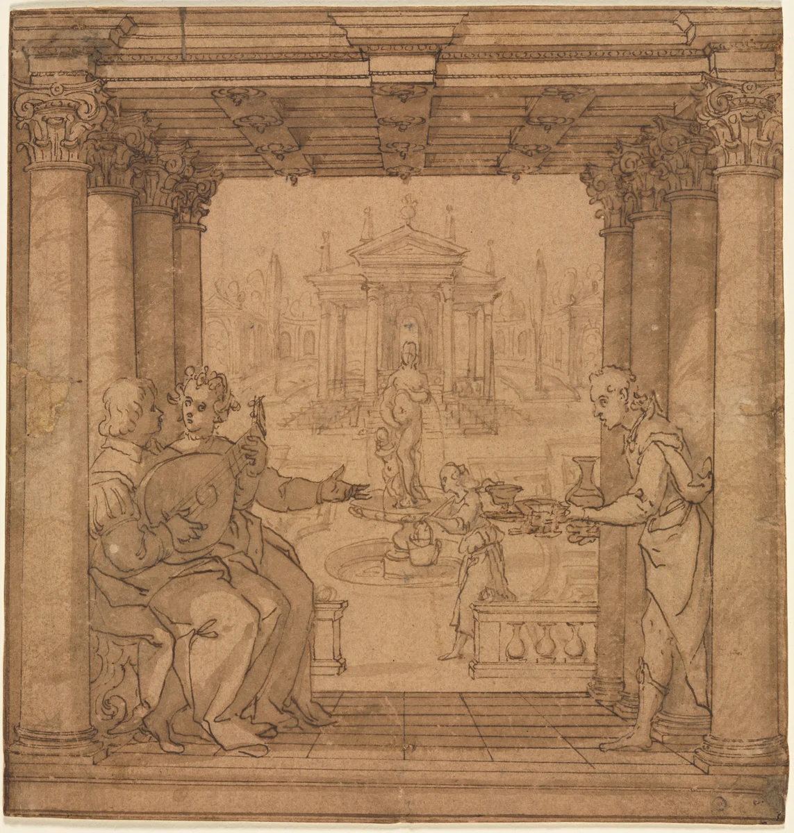 Illustration from Torquato Tasso's Gerusalemme Liberata by Bernardo Castello, drawing, 1586-1590