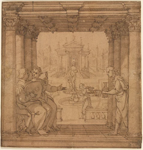 Illustration from Torquato Tasso's Gerusalemme Liberata by Bernardo Castello, drawing, 1586-1590