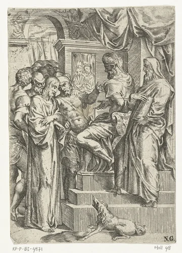 Christus voor Pilatus by Unknown, print, 1524-1599