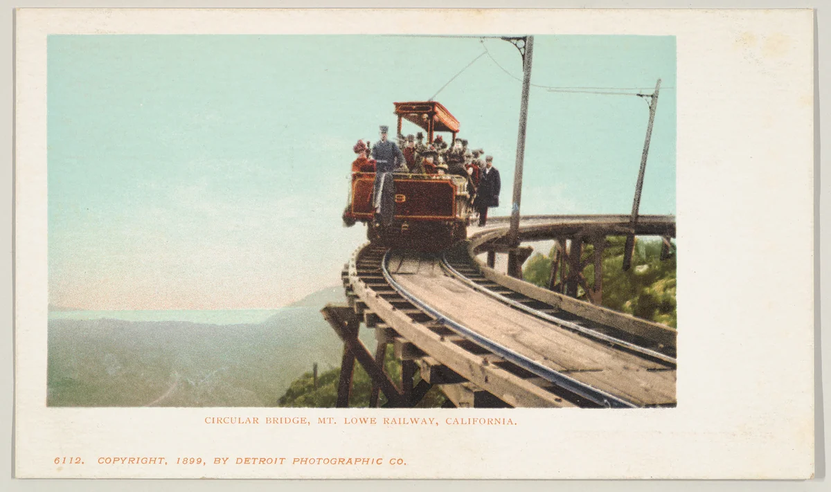 Circular Bridge, Mt. Lowe Railway, California, No. 6112 by Detroit Publishing Company, print, 1899