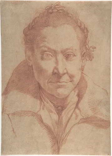 Bust-Length Portrait of a Woman (recto); Bust-Length Study of a Girl (verso) by Agostino Carracci, drawing, 1557-1602