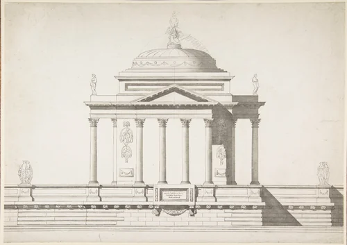 Elevation of a Domed Corinthian Temple by anonymous, drawing, 1700-1800