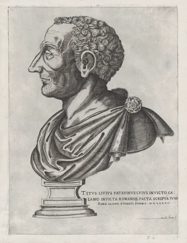 Bust of Livy, from "Speculum Romanae Magnificentiae" by Giovanni Ambrogio Brambilla, print, 1582
