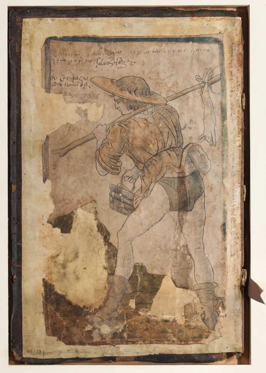 A peasant going to market by anonymous, print, 1470-1480