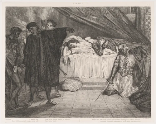"O Spartan dog": plate 15 from Othello (Act 5, Scene 2) by Théodore Chassériau, print, 1844