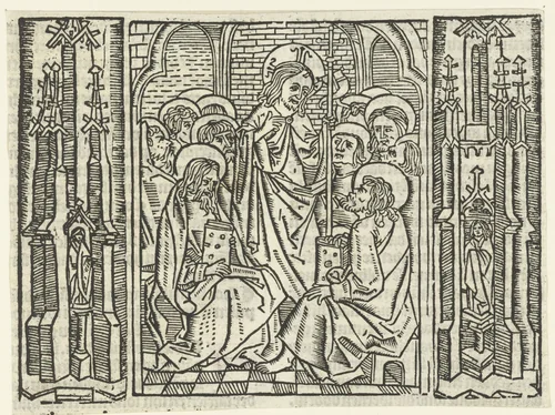 Christus verschijnt aan de discipelen by Unknown, print, 1480-1500