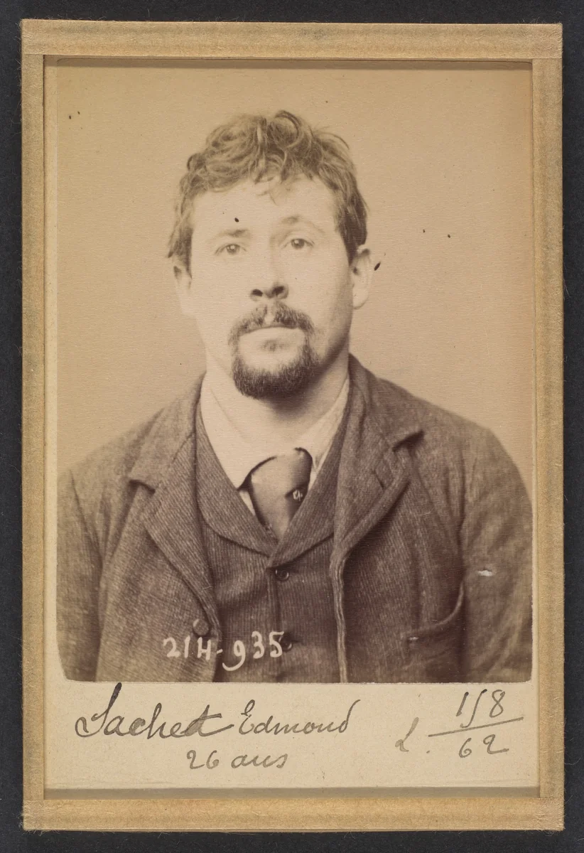 Sachet. Edmond. 27 ans, né à Mézières (Ardennes). Typographe. Anarchiste. 1/3/94. by Alphonse Bertillon, photograph, 1894