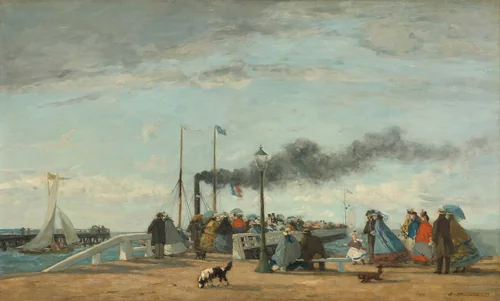 Jetty and Wharf at Trouville by Eugène Boudin, painting, 1863