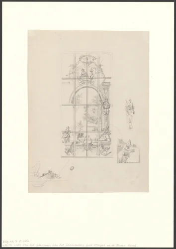 Glas-in-loodraam van het Schoenmakersgilde in de Zuiderkerk by anonymous, drawing, 1850-1950