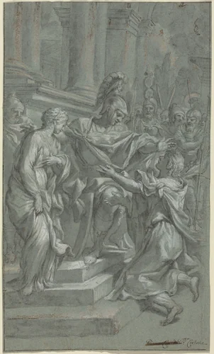Scipio Restoring His Captive to Her Lover by Italian 17th Century, drawing, 1600-1699