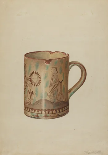 Pa. German Hildebrandt Mug by Thomas Watts, index of american design, 1939