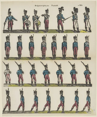 Krijgsverrigtingen / Voetvolk by Glenisson & Zonen, print, 1856-1900