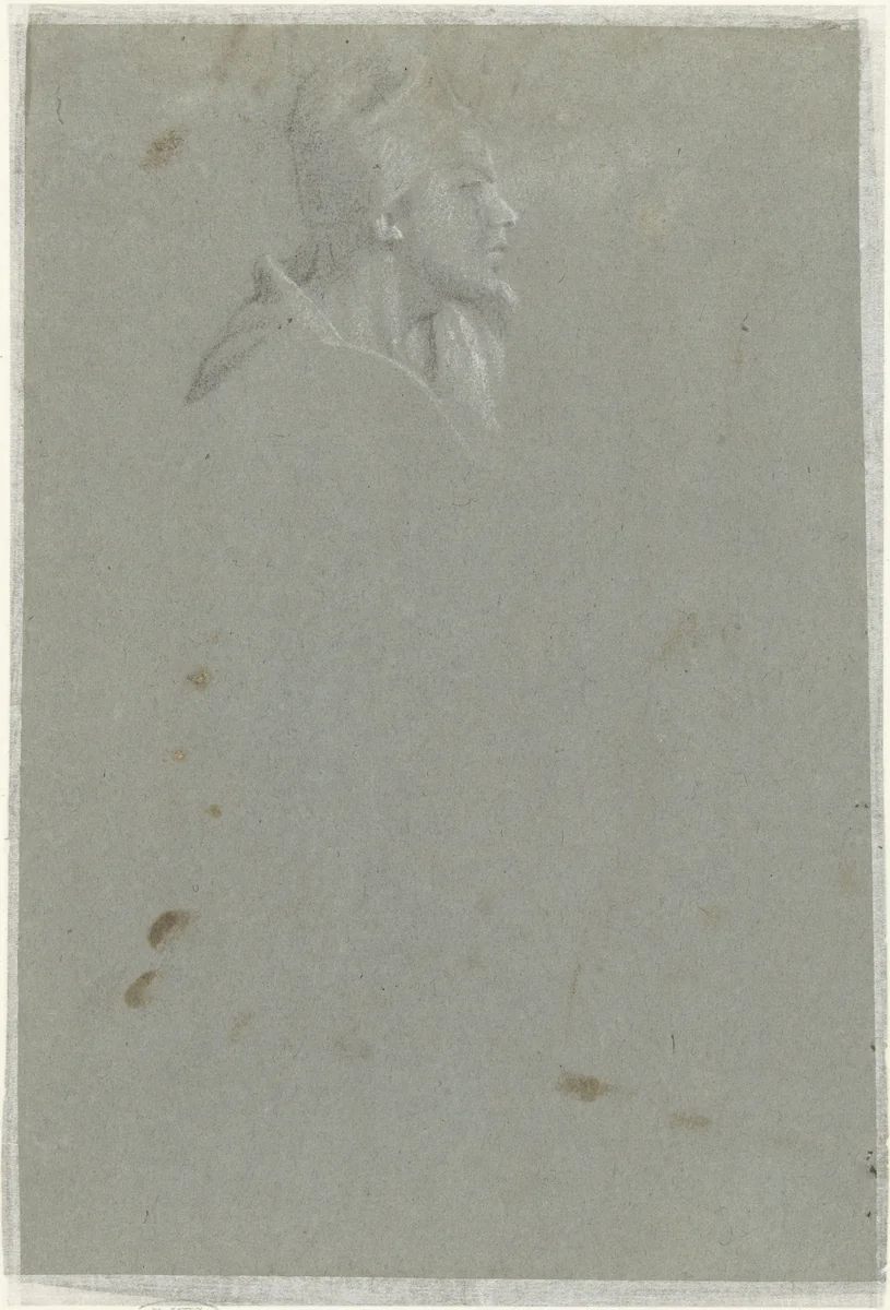 Hoofd van een man, en profil by anonymous, drawing, 1610-1630