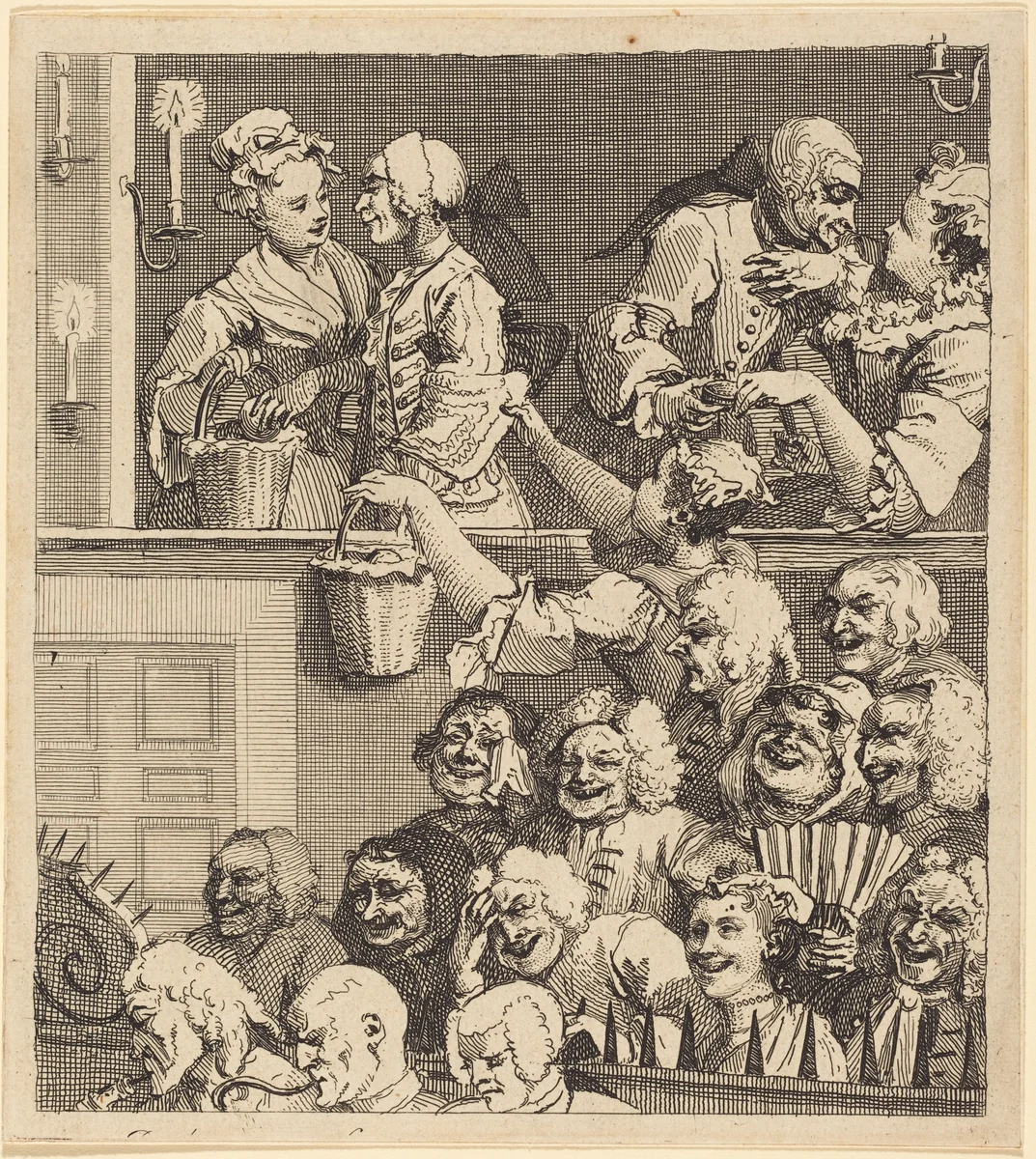 The Laughing Audience by William Hogarth, print, 1733