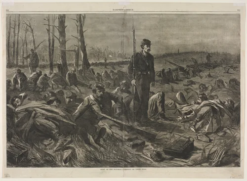 Army of othe Potomac - Sleeping on Their Arms by Winslow Homer, print, 1864
