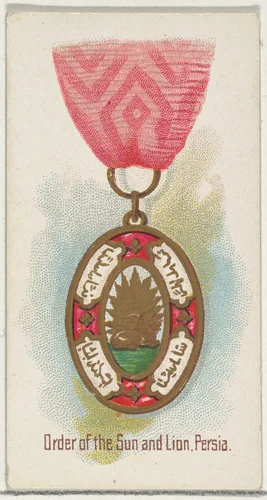 Order of the Sun and Lion, Persia, from the World's Decorations series (N30) for Allen & Ginter Cigarettes by Allen & Ginter, print, 1890