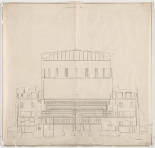 Public Library, Stockholm, Sweden, Section by Erik Gunnar Asplund, architecture