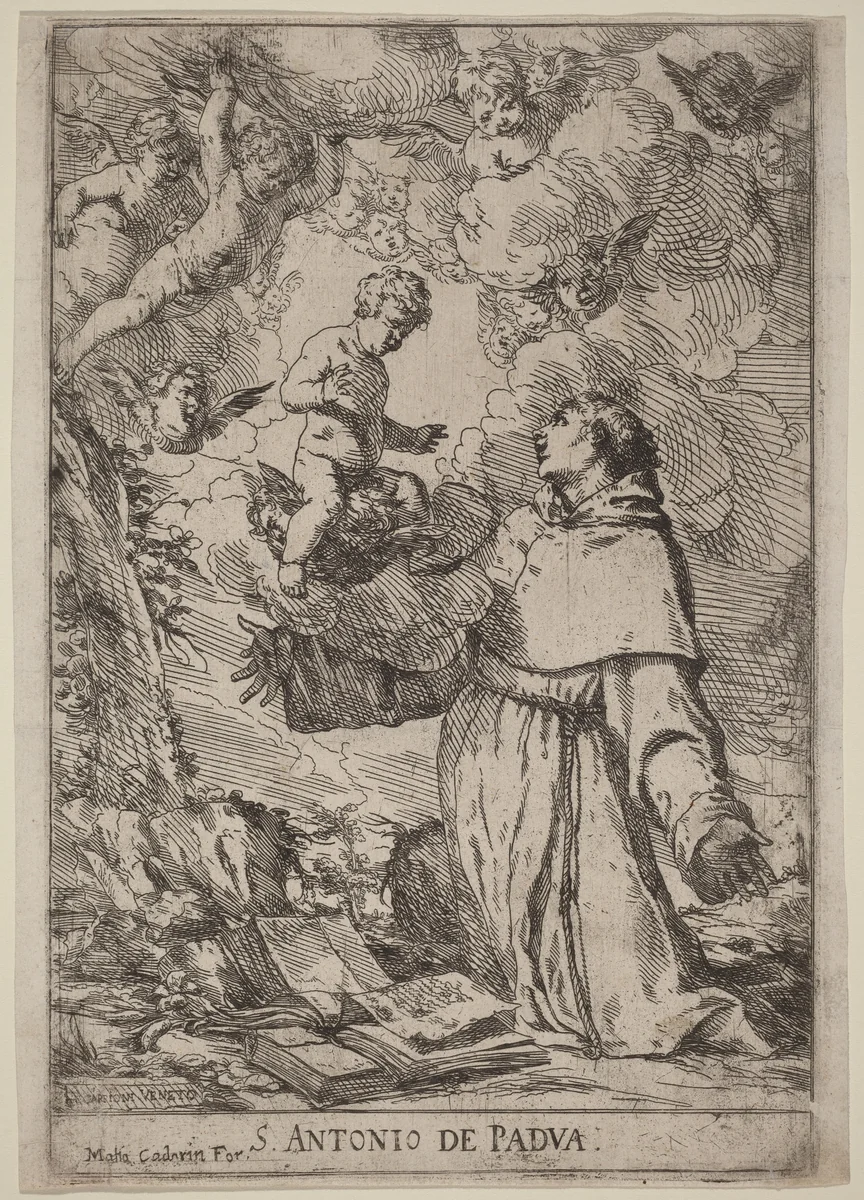 Saint Anthony of Padua by Giulio Carpioni, print, 1640-1649