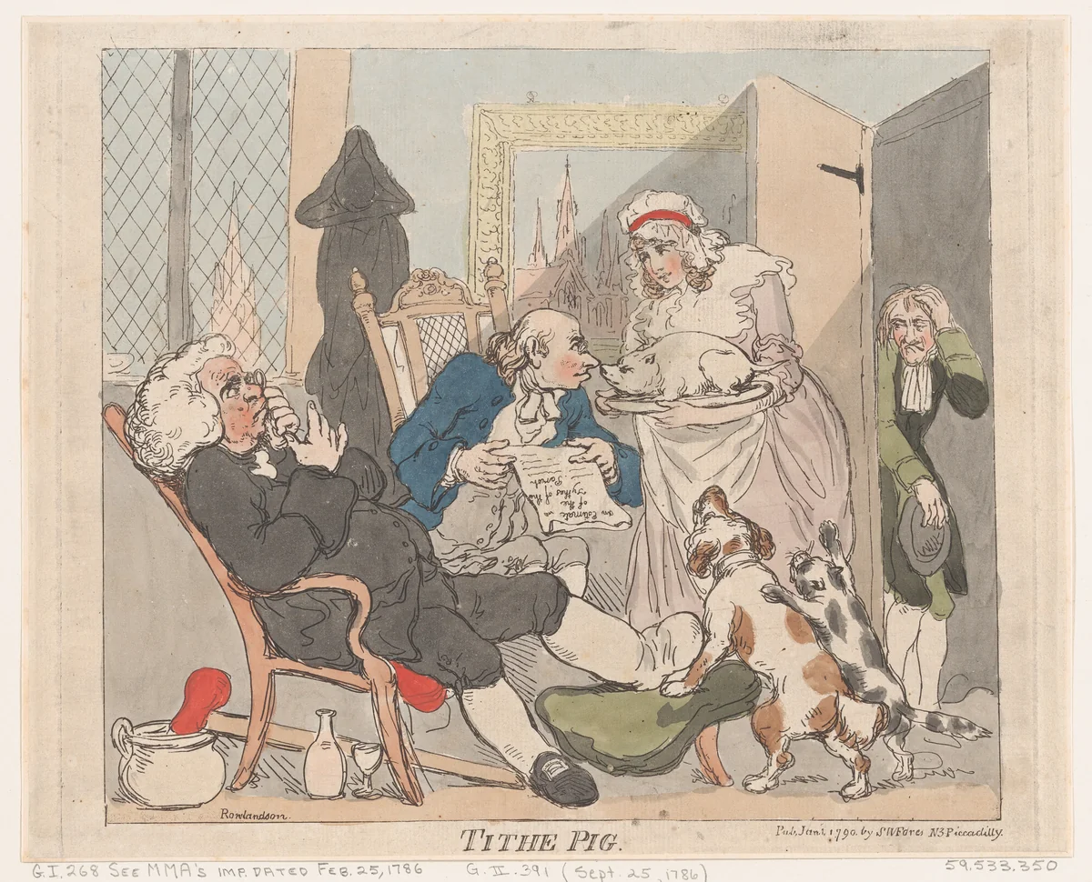 Tithe Pig by Thomas Rowlandson, print, 1790