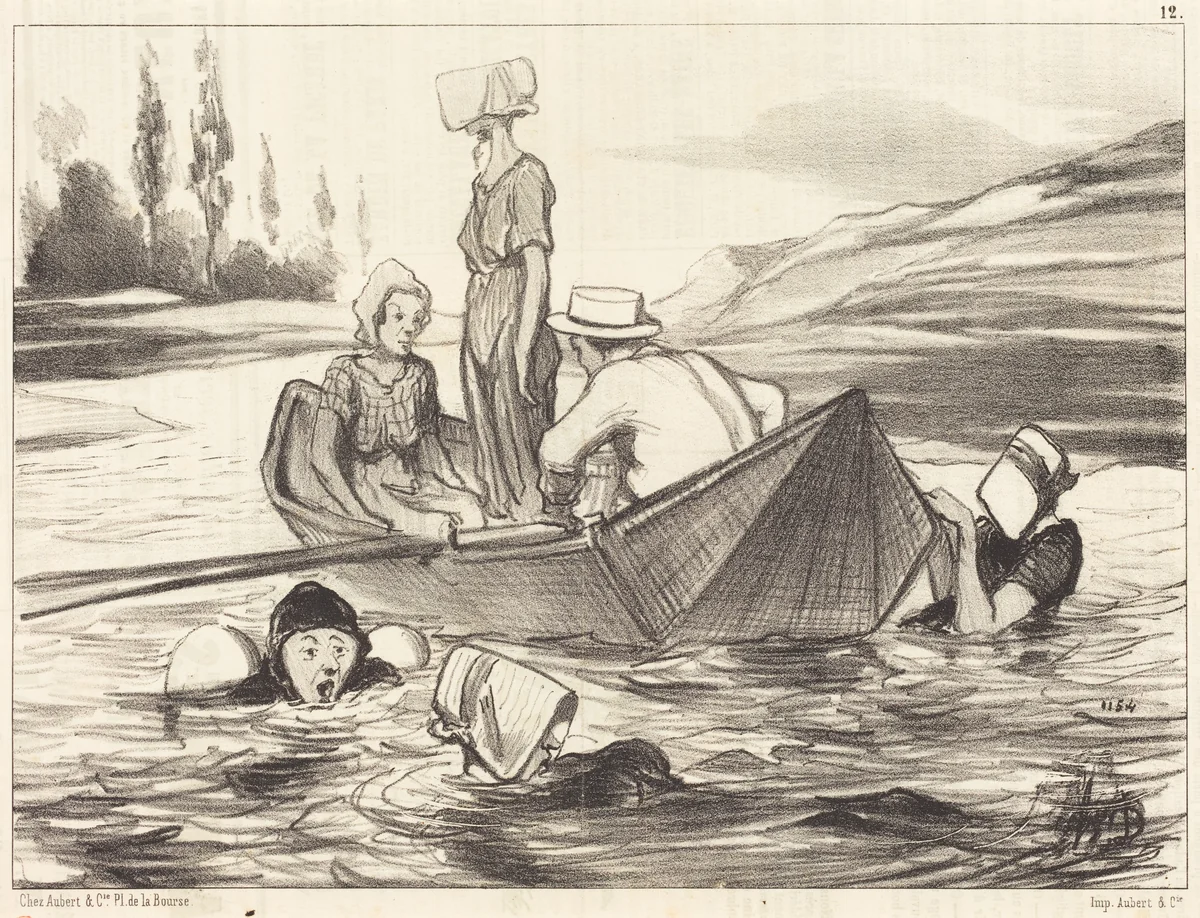 En pleine eau by Honoré Daumier, print, 1847