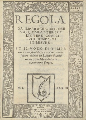 Regola da imparare scrivere varii caratteri de littere con li suoi compassi et misure: et il modo di temperare le penne... by Ugo da Carpi
Ludovico Arrighi, volume, 1533