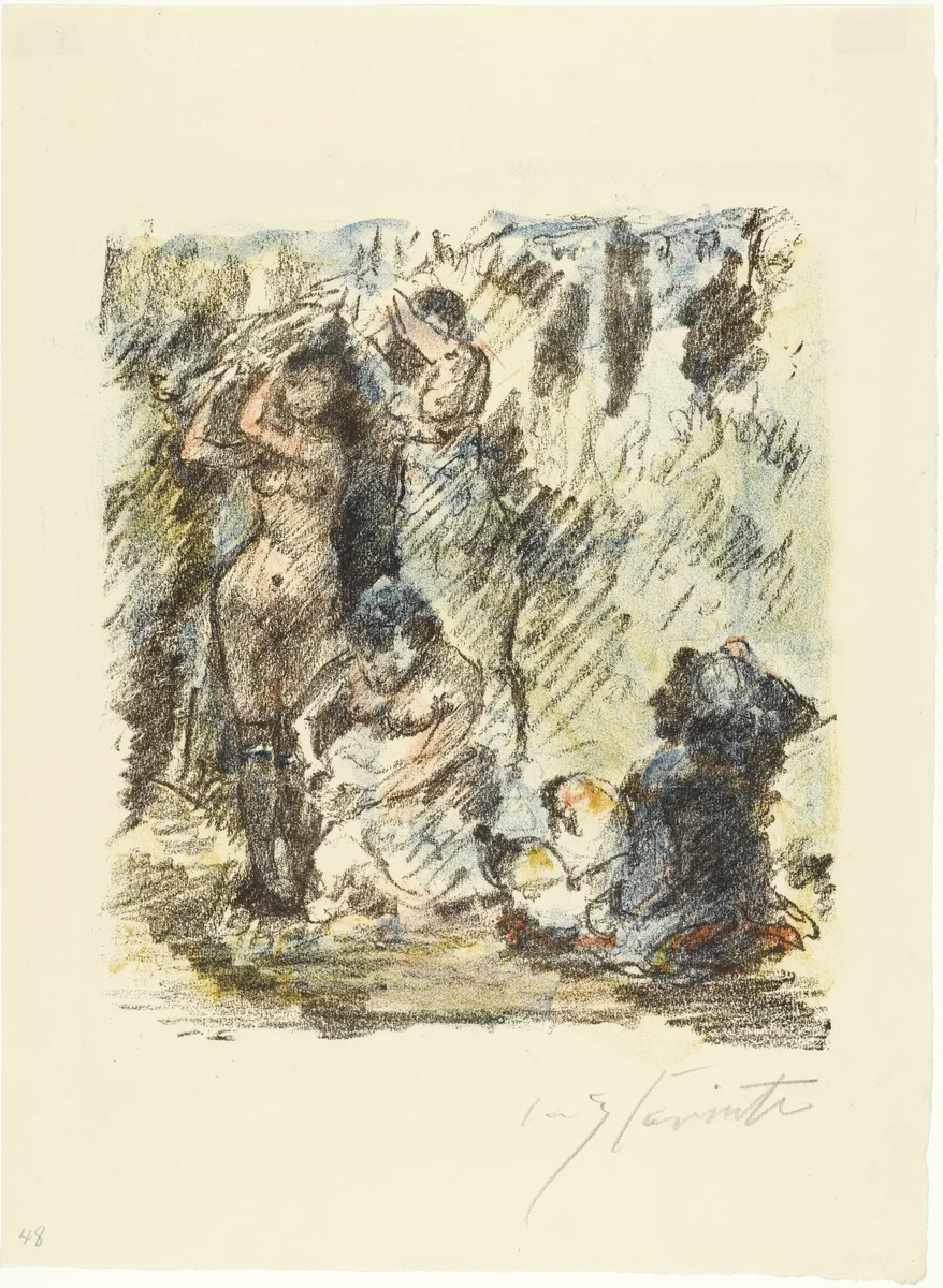 Aline Adorned as Queen Again (Aline wird wieder als Königin geschmückt) from The Queen of Golconda (Die Königin von Golkonde) by Lovis Corinth, print, 1920
