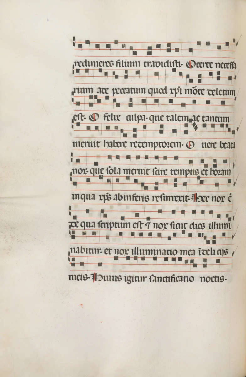 Missale: Fol. 155v: Music for "Exultet" by Bartolommeo Caporali, book, 1469