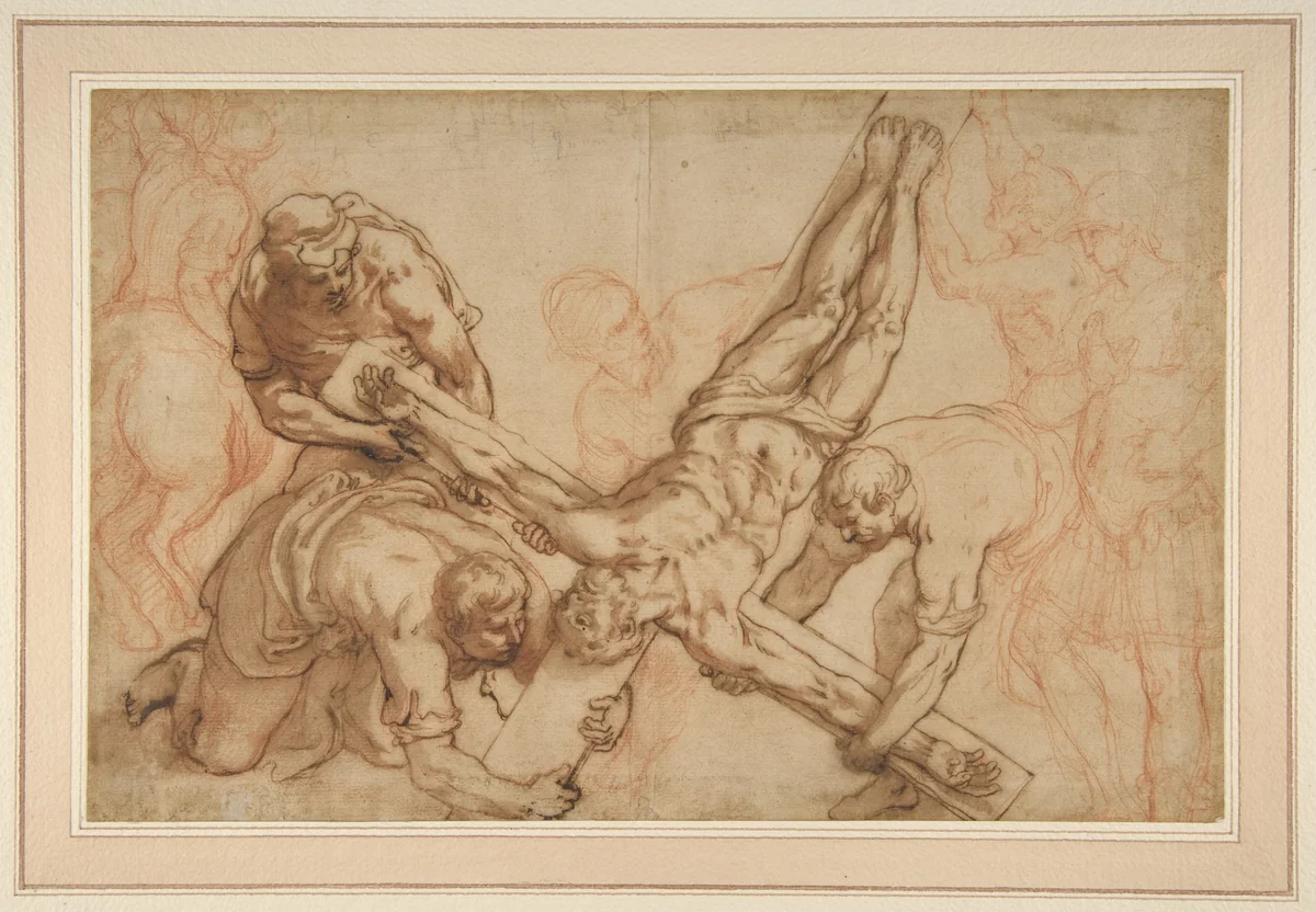 The Martyrdom of Saint Peter by Giovanni Battista Ricci, drawing, 1552-1627