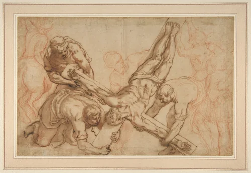The Martyrdom of Saint Peter by Giovanni Battista Ricci, drawing, 1552-1627