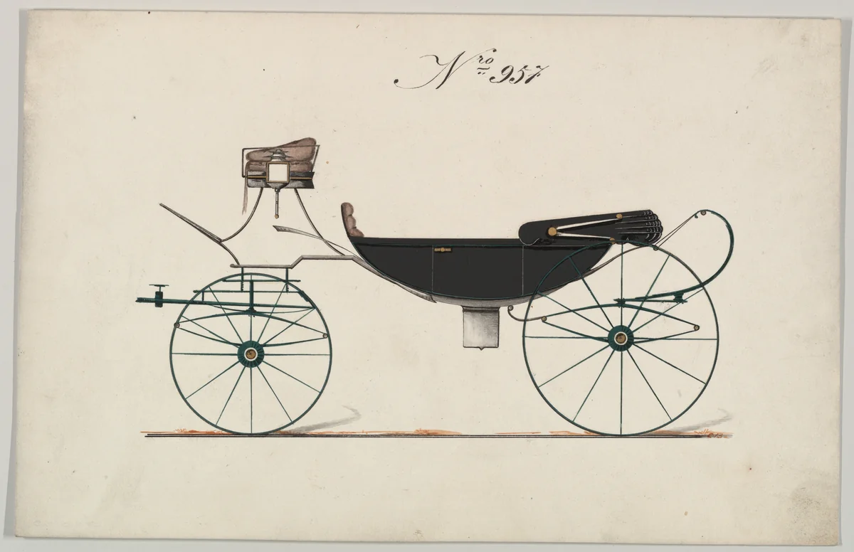 Design for Vis-à-vis/ Caleche, no. 957 by Brewster & Co., drawing, 1850-1870