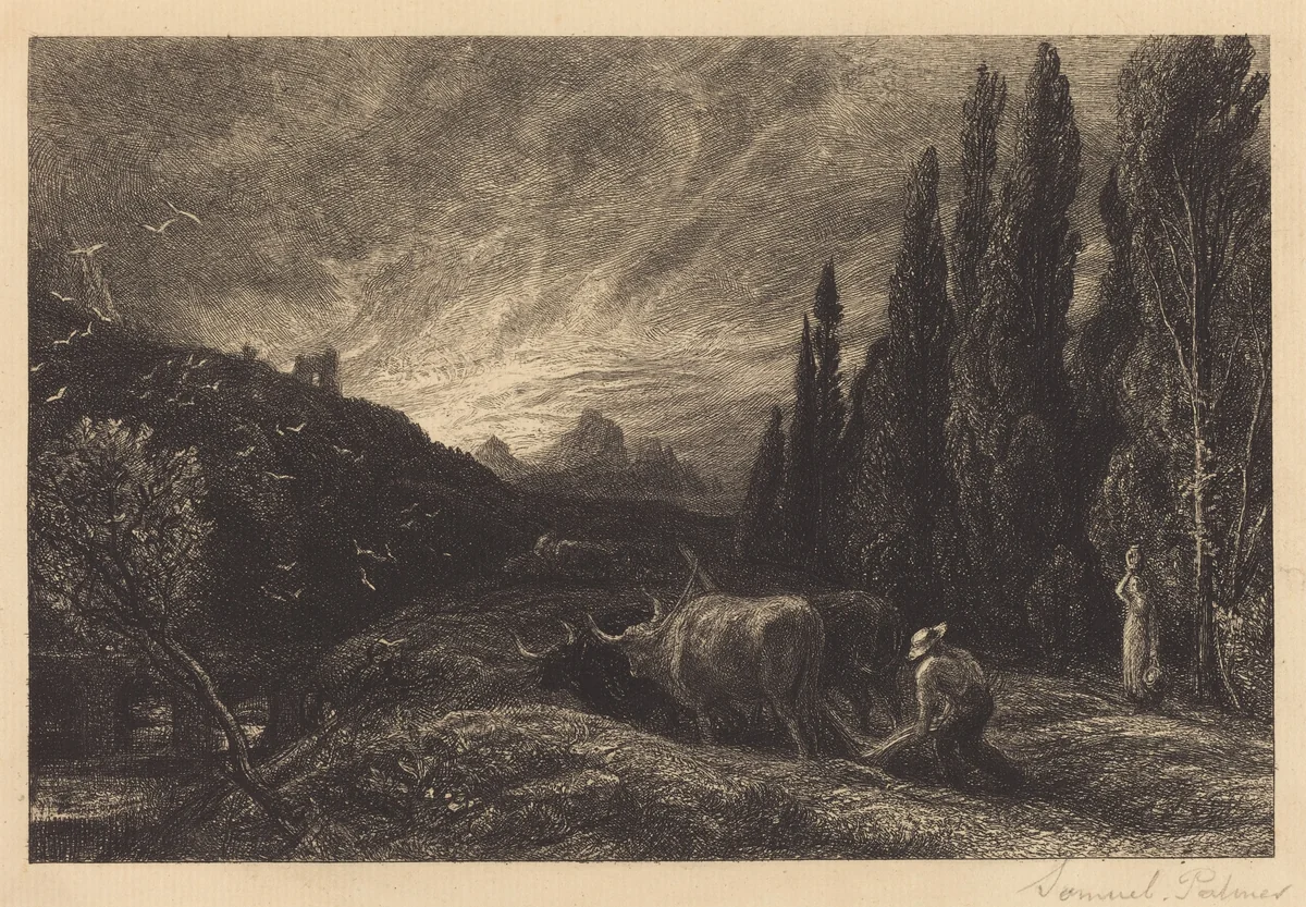 The Early Ploughman by Samuel Palmer, print, 1861