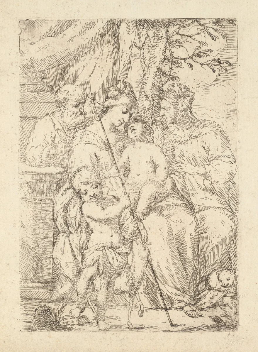 Holy Family with Saint Elizabeth by Giuseppe Diamantini, print, 1621-1705
