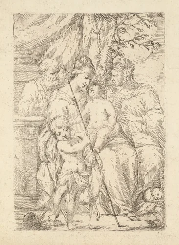 Holy Family with Saint Elizabeth by Giuseppe Diamantini, print, 1621-1705