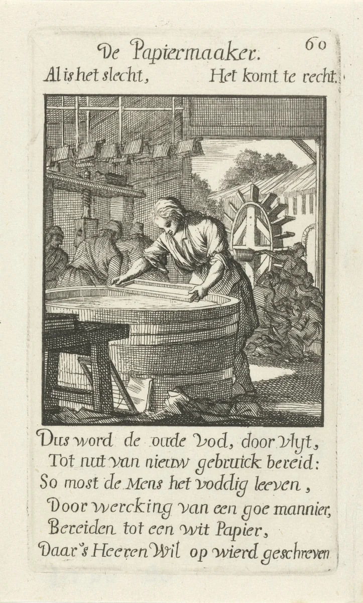 Papiermaker by Caspar Luyken, print, 1694