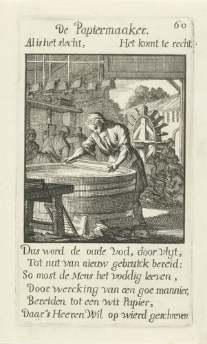 Papiermaker by Caspar Luyken, print, 1694